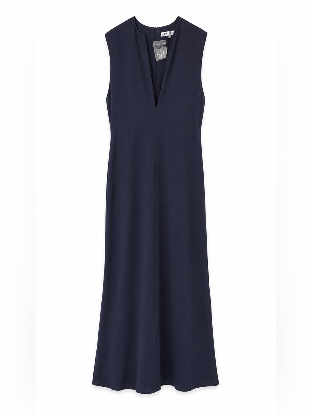 Zara Sleeveless Deep V-Neck dark blue Maxi Dress - Picture 2 of 7